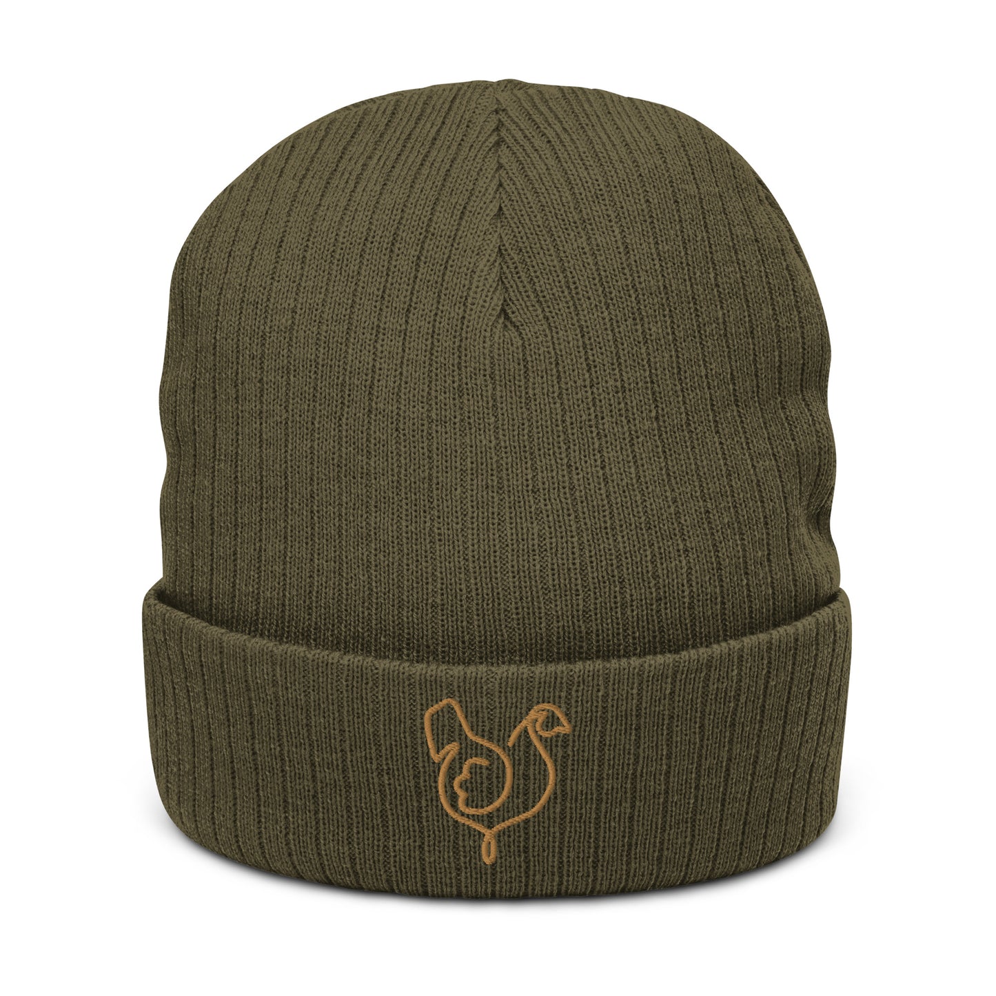 Vegan "Chicken" Embroidered Ribbed knit beanie