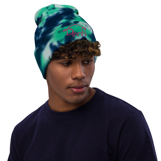 VEGAN " Pig " Embroidered Tie-dye beanie