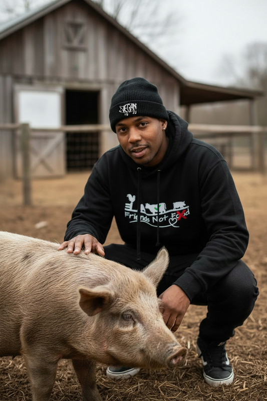 Friends Not Food Premium Vegan Hoodie | Sarcastic Rhino