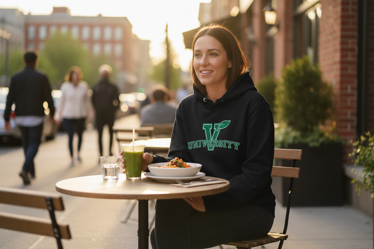 Vegan University Premium Embroidered Unisex Hoodie