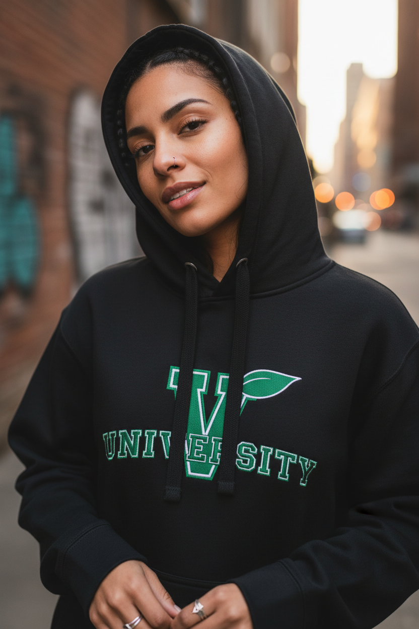 Vegan University Premium Embroidered Unisex Hoodie