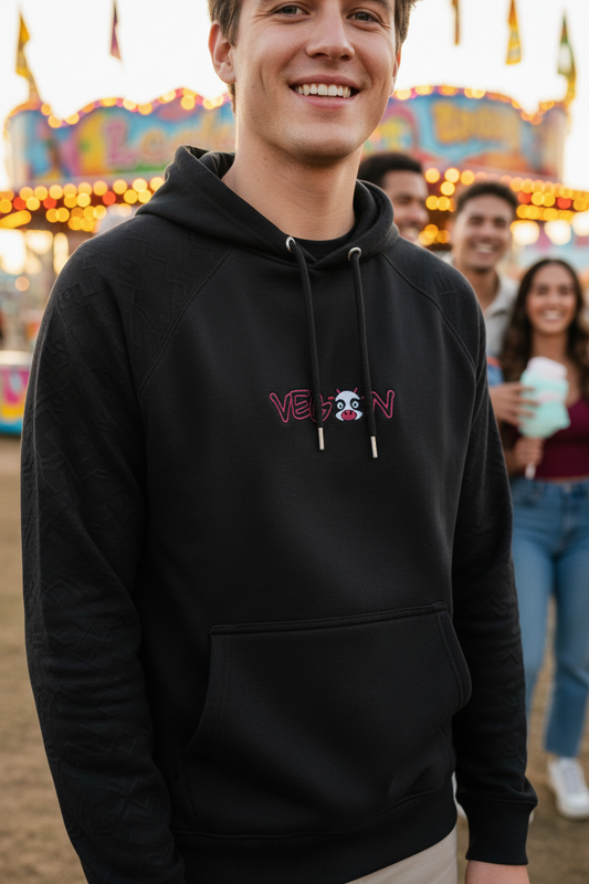 VEGAN Embroidered Unisex Eco Raglan Hoodie