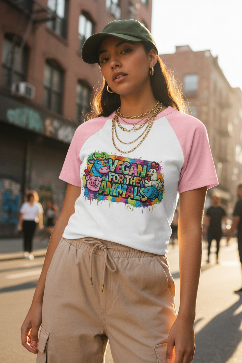 Vegan for the Animals Women's Raglan T-shirt