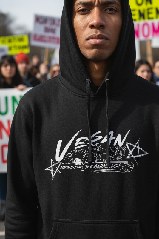VEGAN " Means For The Animals! " Unisex Premium Hoodie