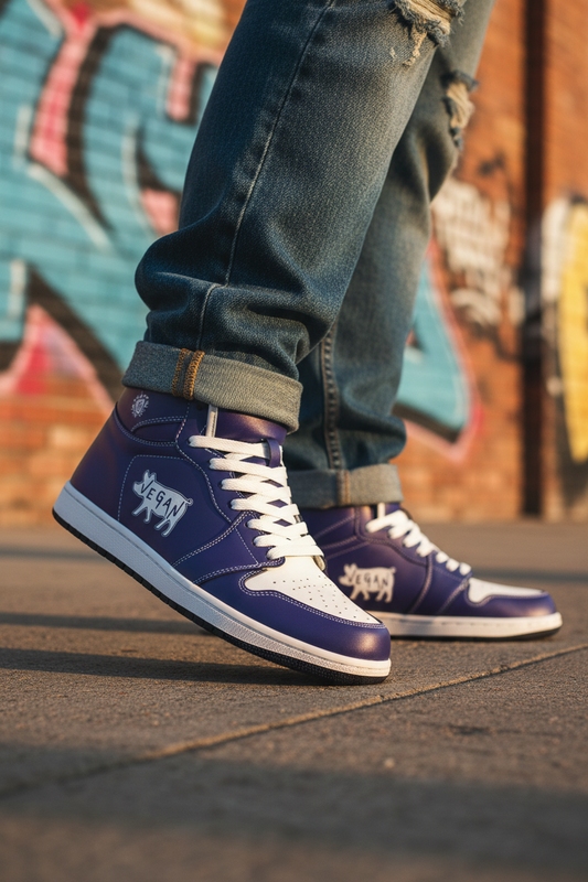 Vegan Retros Blue Steel High-Top Sneakers | Cruelty-Free Streetwear