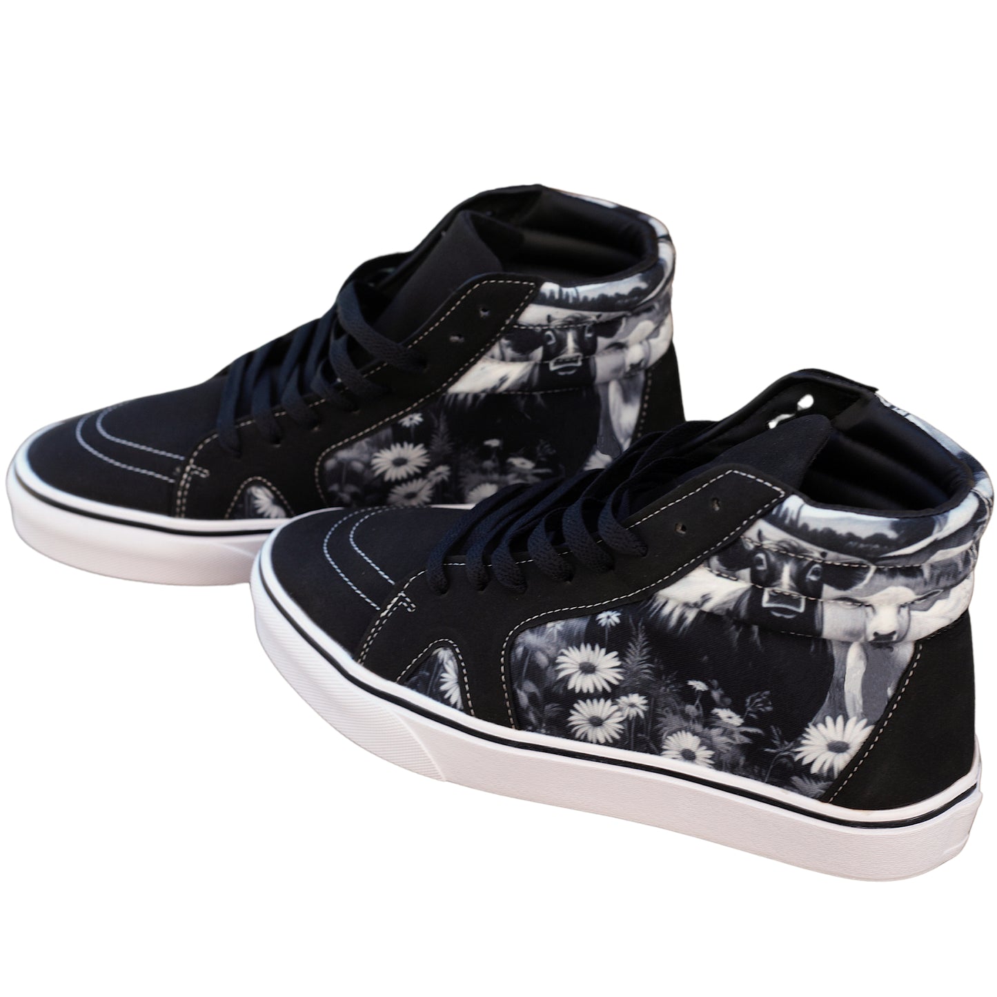 Vegan Cow Faux Suede Hightop Sneakers