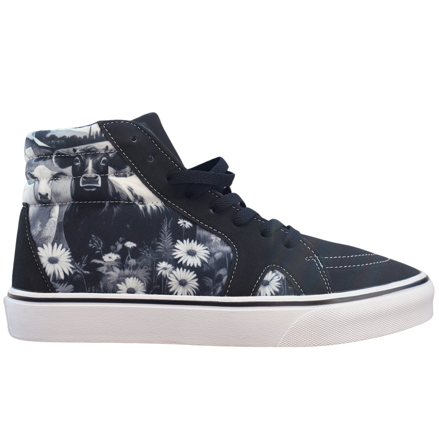 Vegan Cow Faux Suede Hightop Sneakers