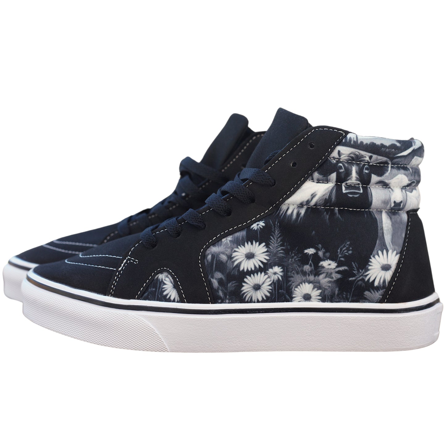 Vegan Cow Faux Suede Hightop Sneakers