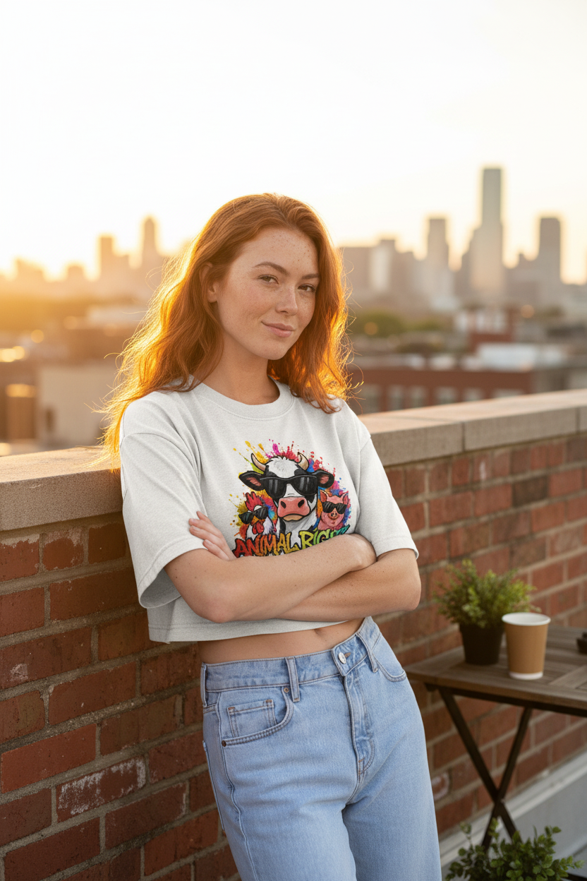 Animal Rights Women's Garment Dye Cropped Tee – Sarcastic Rhino