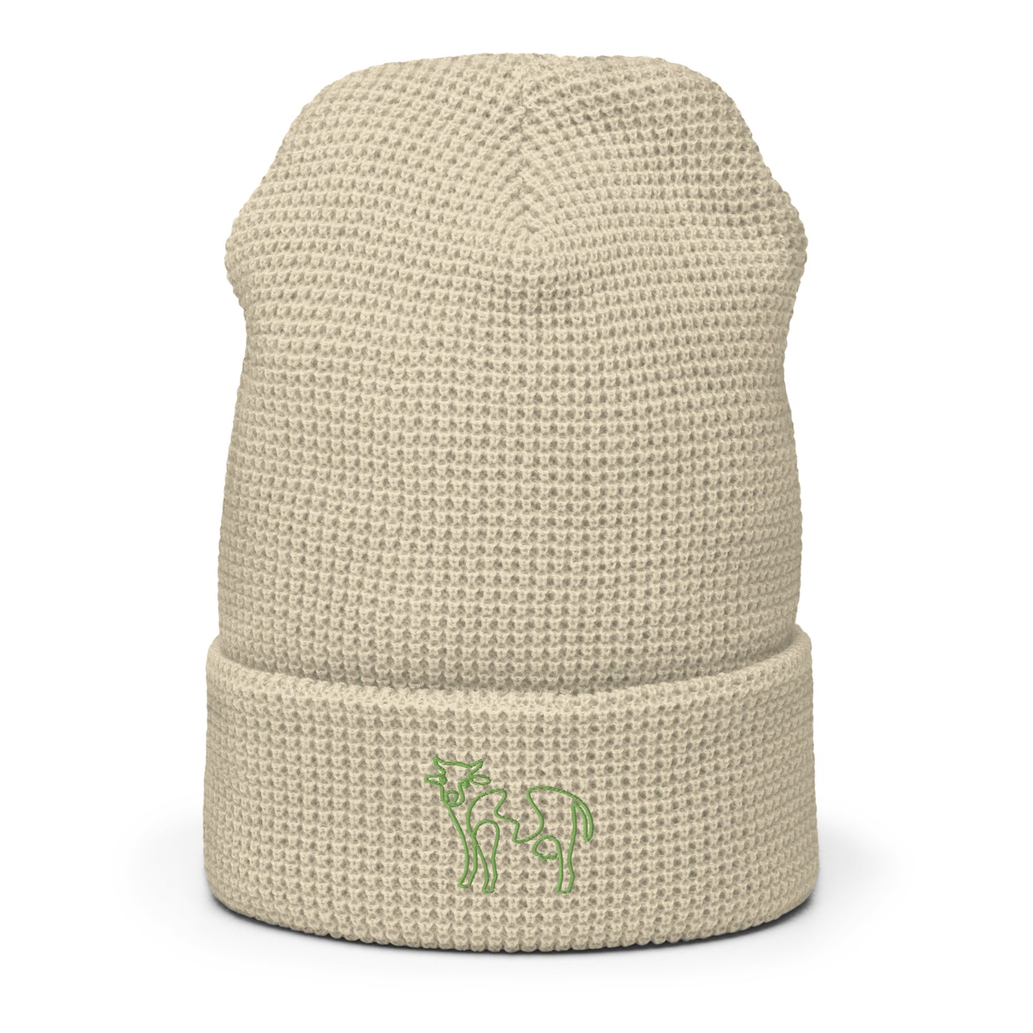 VEGAN " Cow Calligraphy " Embroidered Waffle beanie