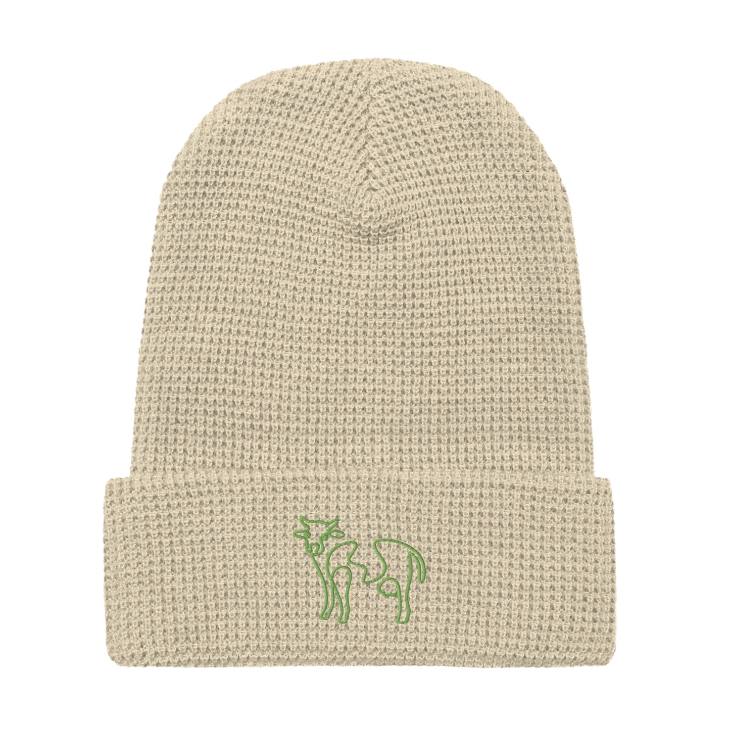 VEGAN " Cow Calligraphy " Embroidered Waffle beanie