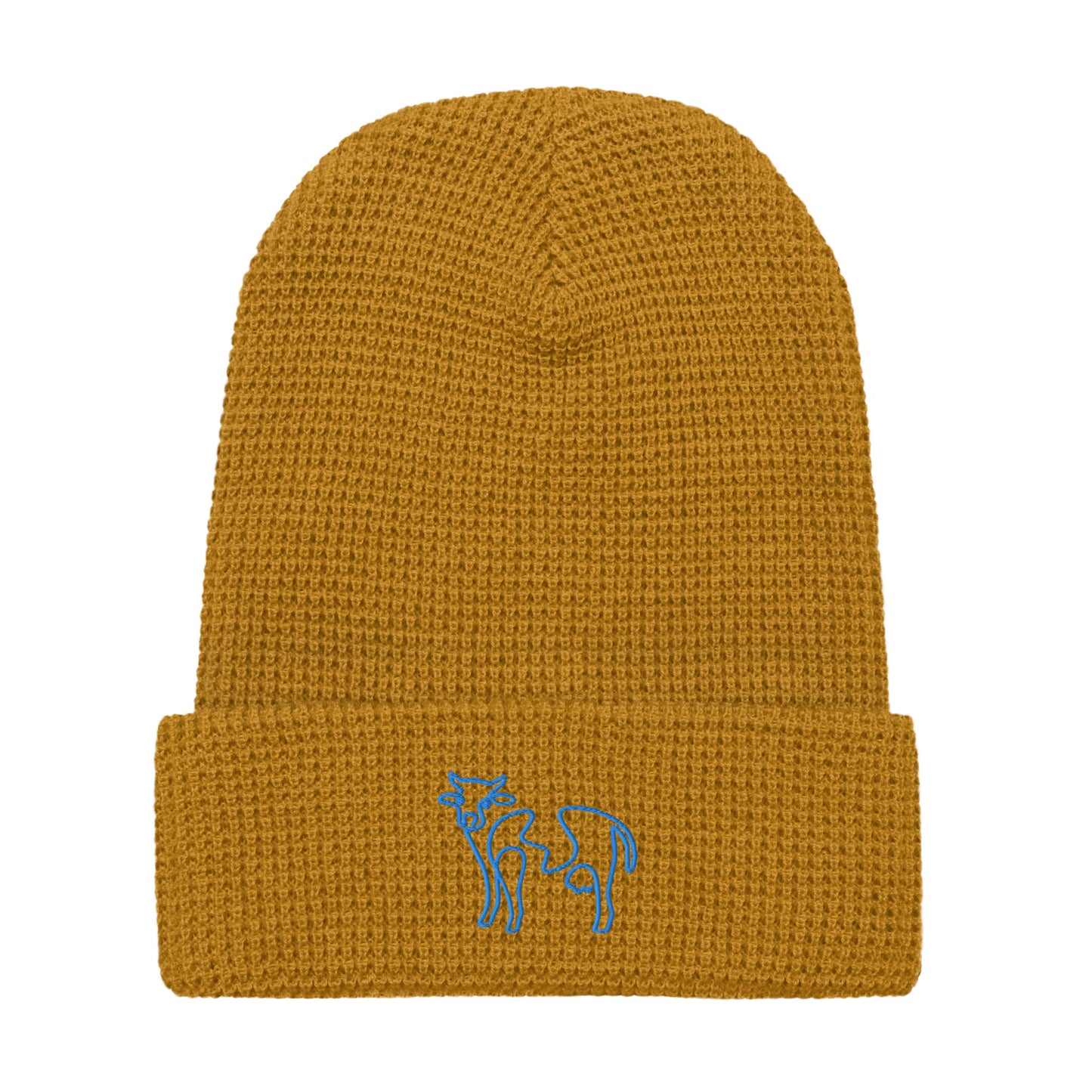 VEGAN " Cow Calligraphy " Embroidered Waffle beanie