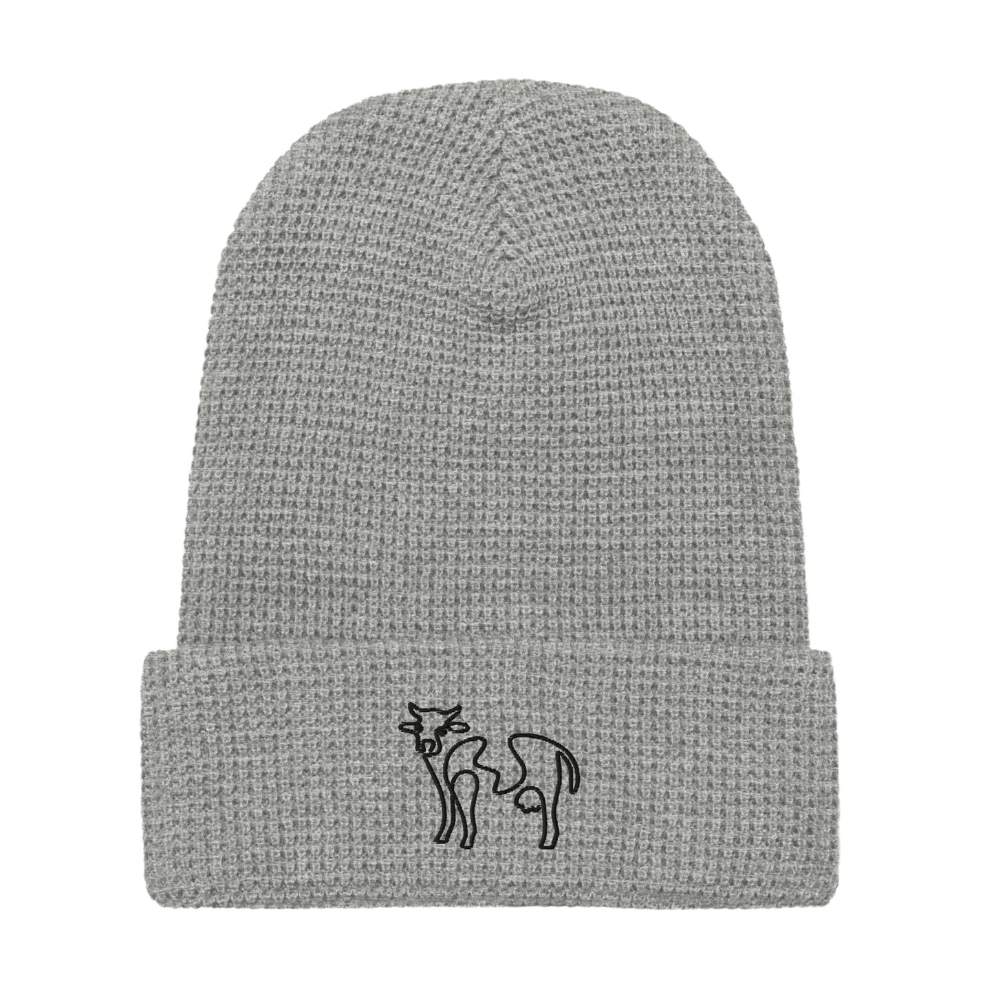 VEGAN " Cow Calligraphy " Embroidered Waffle beanie