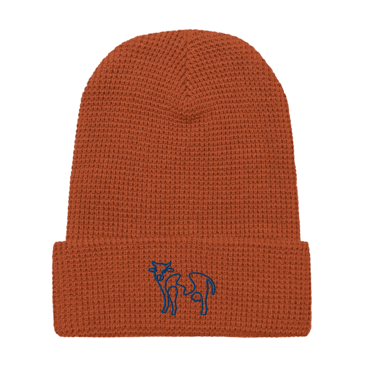 VEGAN " Cow Calligraphy " Embroidered Waffle beanie