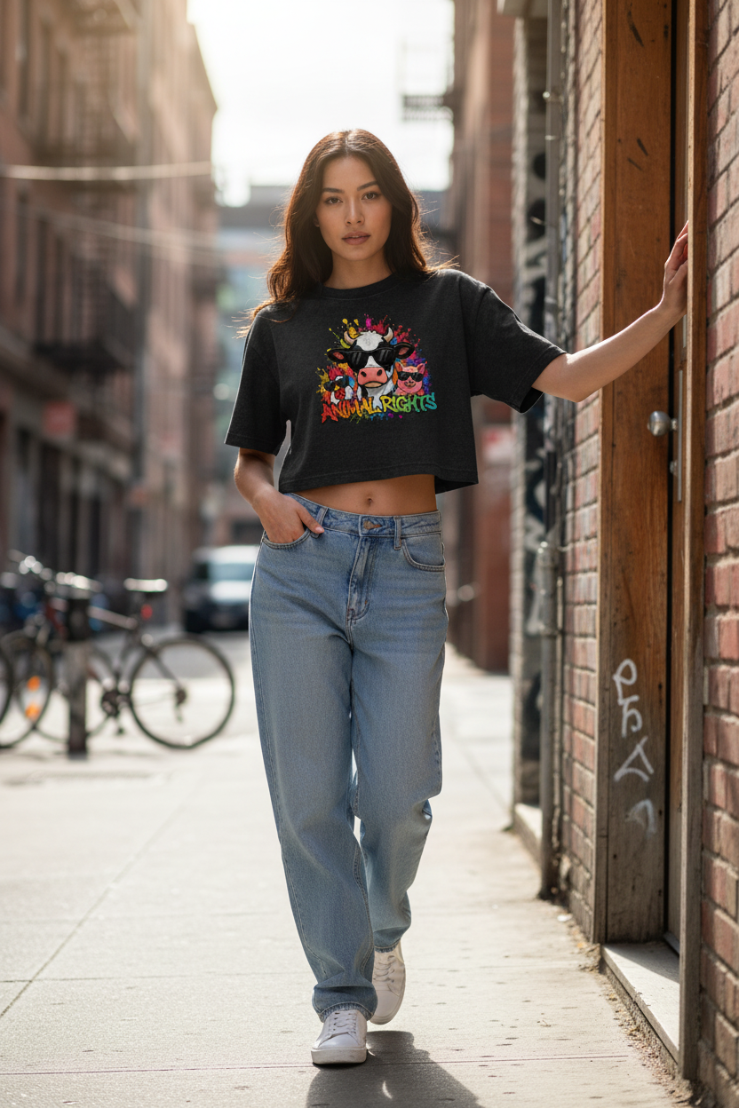 Animal Rights Women's Garment Dye Cropped Tee – Sarcastic Rhino