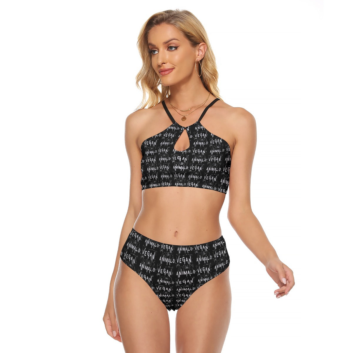 VEGAN for the animals Women's Cami Keyhole One-piece Swimsuit