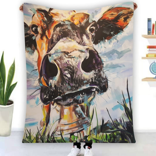 VEGAN Pastel Cow Flannel Blanket