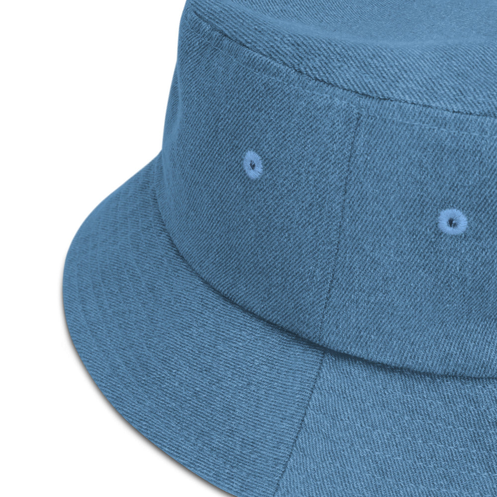 Vegan Denim Embroidered bucket hat