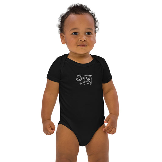VEGAN Organic cotton Embroidered baby bodysuit