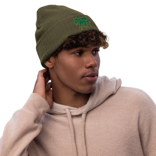 VEGAN For The Animals Embroidered Recycled cuffed beanie