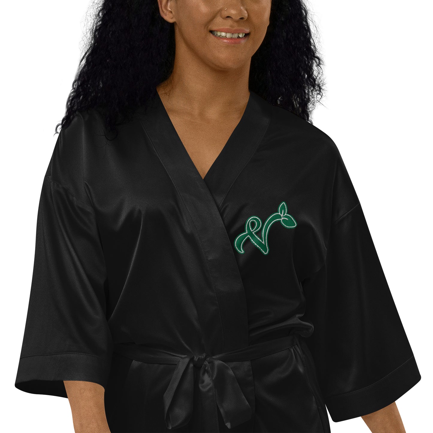 Vegan V Satin Embroidered robe