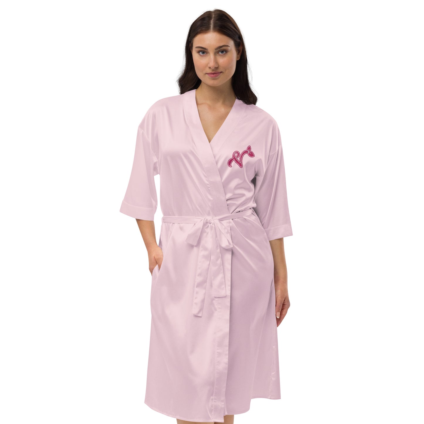 Vegan V Satin Embroidered robe