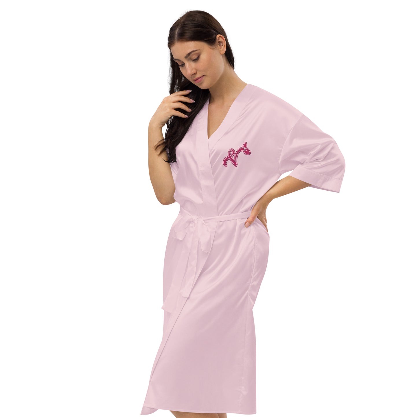 Vegan V Satin Embroidered robe