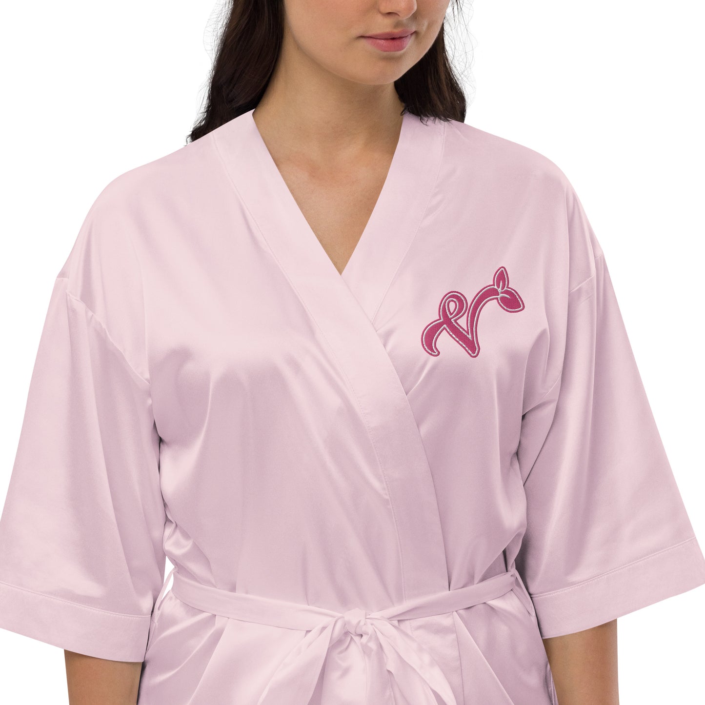 Vegan V Satin Embroidered robe