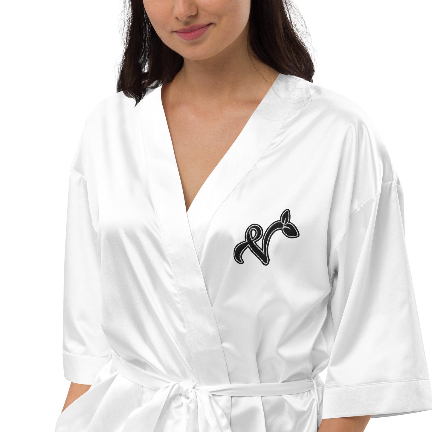 Vegan V Satin Embroidered robe