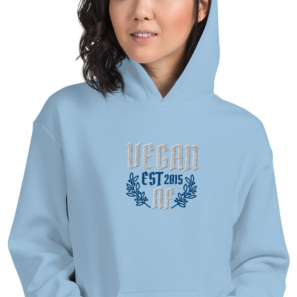 VEGAN AF Est **** CUSTOMIZABLE Embroidered Unisex Hoodie