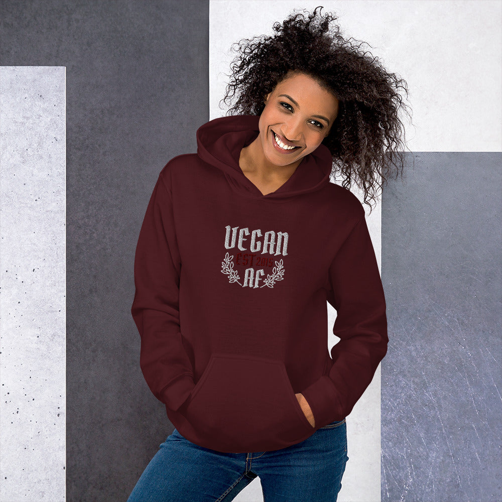 VEGAN AF Est **** CUSTOMIZABLE Embroidered Unisex Hoodie