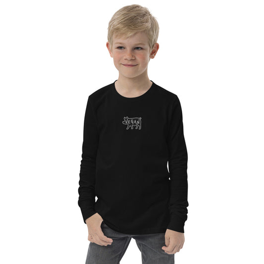 VEGAN Youth Embroidered long sleeve tee